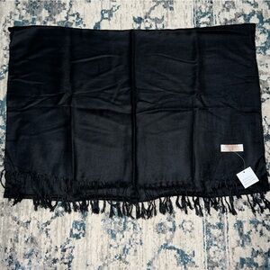 Black Pashmire Scarf Tasseled Ends